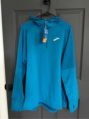 NWT Brooks Notch Thermal Hoodie 2.0 Men’s XL Dark Ocean Blue Running Top